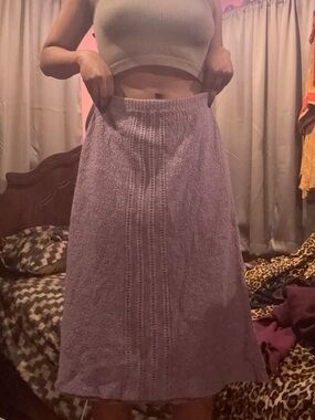 Lavender Knit Midi Skirt - Soft Ribbed Detail